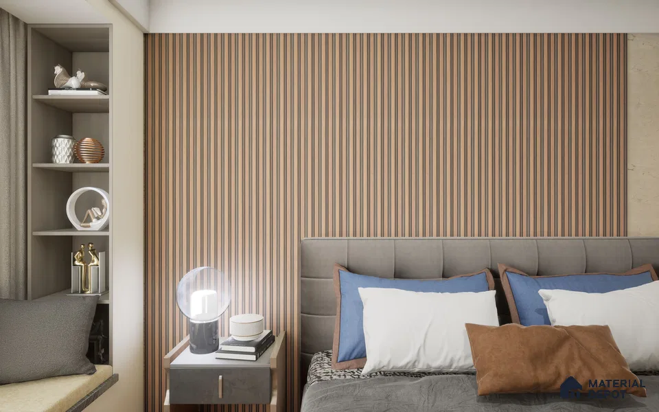 Brown Wooden Louver SA 1017 8 ft x 4.9 inch Charcoal Panel -  mm | Suitable for Feature Wall, TV Unit & Living Room | Width is Subjected to 5% Variation