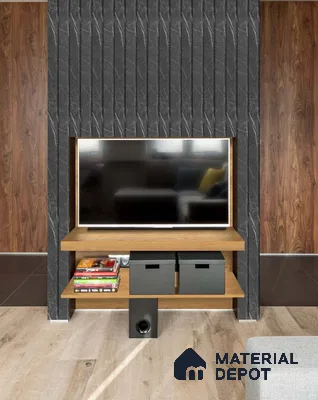 Grey Wooden Louver SA 2002 8 ft x 4.9 inch Charcoal Panel -  mm | Suitable for Feature Wall, TV Unit & Living Room | Width is Subjected to 5% Variation