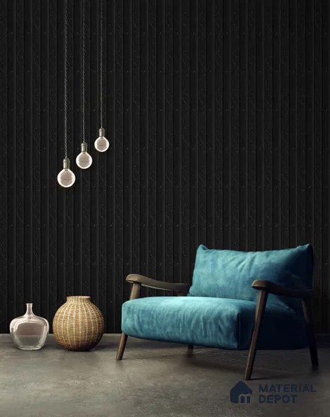 Black Marble Louver SA 2004 8 ft x 4.9 inch Charcoal Panel -  mm | Suitable for Feature Wall, TV Unit & Living Room | Width is Subjected to 5% Variation