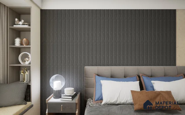Black Marble Louver SA 2004 8 ft x 4.9 inch Charcoal Panel -  mm | Suitable for Feature Wall, TV Unit & Living Room | Width is Subjected to 5% Variation