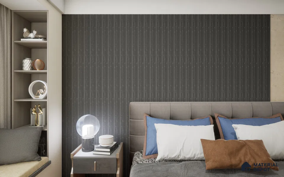 Black Marble Louver SA 2004 8 ft x 4.9 inch Charcoal Panel -  mm | Suitable for Feature Wall, TV Unit & Living Room | Width is Subjected to 5% Variation