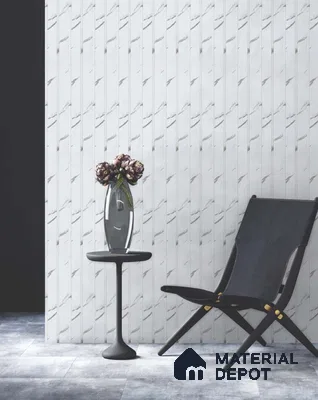 White Marble Louver SA 2005 8 ft x 4.9 inch Charcoal Panel -  mm | Suitable for Feature Wall, TV Unit & Living Room | Width is Subjected to 5% Variation