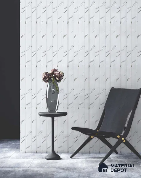 White Marble Louver SA 2005 8 ft x 4.9 inch Charcoal Panel -  mm | Suitable for Feature Wall, TV Unit & Living Room | Width is Subjected to 5% Variation