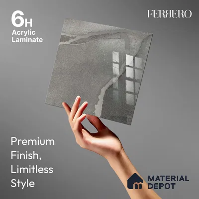 Ferrero 1B 0721 Silver Veins 8 ft x 4 ft Lazer Marble Series High Gloss Finish Acrylic Laminate - 1.5 mm (LM 01111) | Matching Edgeband Code - 721 |  Suitable for TV Unit, Wardrobe, Kitchen Cabinets