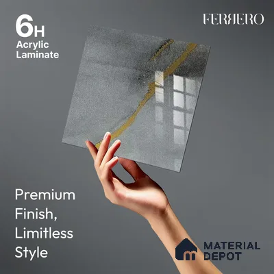 Ferrero 1B 0722 Golden Mist 8 ft x 4 ft Lazer Marble Series High Gloss Finish Acrylic Laminate - 1.5 mm (LM 01112) | Matching Edgeband Code - 722 |  Suitable for TV Unit, Wardrobe, Kitchen Cabinets