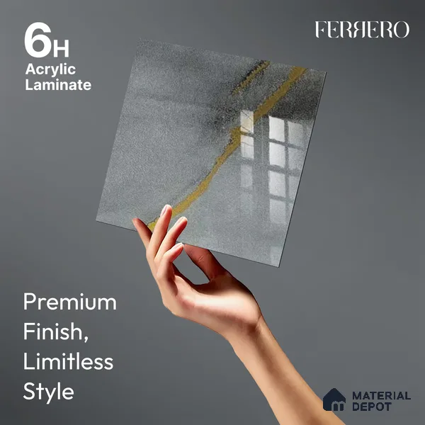 Ferrero 1B 0722 Golden Mist 8 ft x 4 ft Lazer Marble Series High Gloss Finish Acrylic Laminate - 1.5 mm (LM 01112) | Matching Edgeband Code - 722 |  Suitable for TV Unit, Wardrobe, Kitchen Cabinets