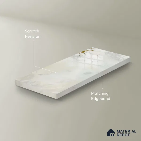 Ferrero 1B 0723 Gold Horizon 8 ft x 4 ft Lazer Marble Series High Gloss Finish Acrylic Laminate - 1.5 mm (LM 01113) | Matching Edgeband Code - 723 |  Suitable for TV Unit, Wardrobe, Kitchen Cabinets