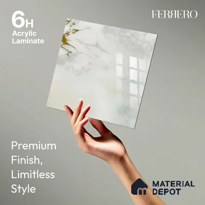 Ferrero 1B 0723 Gold Horizon 8 ft x 4 ft Lazer Marble Series High Gloss Finish Acrylic Laminate - 1.5 mm (LM 01113) | Matching Edgeband Code - 723 |  Suitable for TV Unit, Wardrobe, Kitchen Cabinets