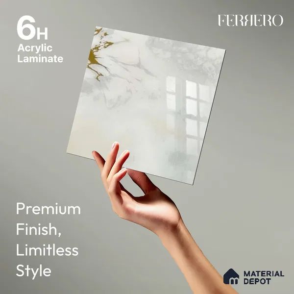 Ferrero 1B 0723 Gold Horizon 8 ft x 4 ft Lazer Marble Series High Gloss Finish Acrylic Laminate - 1.5 mm (LM 01113) | Matching Edgeband Code - 723 |  Suitable for TV Unit, Wardrobe, Kitchen Cabinets