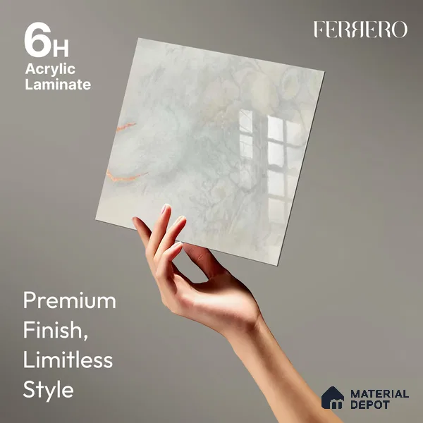 Ferrero 1B 0724 Copper Mist 8 ft x 4 ft Lazer Marble Series High Gloss Finish Acrylic Laminate - 1.5 mm (LM 01114) | Matching Edgeband Code - 724 |  Suitable for TV Unit, Wardrobe, Kitchen Cabinets