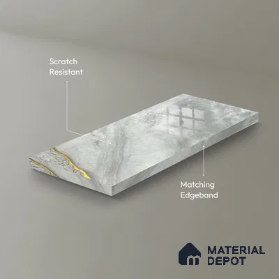 Ferrero 1B 0725 Cloud Vein 8 ft x 4 ft Lazer Marble Series High Gloss Finish Acrylic Laminate - 1.5 mm (LM 01115) | Matching Edgeband Code - 725 |  Suitable for TV Unit, Wardrobe, Kitchen Cabinets