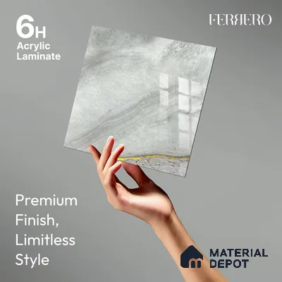 Ferrero 1B 0725 Cloud Vein 8 ft x 4 ft Lazer Marble Series High Gloss Finish Acrylic Laminate - 1.5 mm (LM 01115) | Matching Edgeband Code - 725 |  Suitable for TV Unit, Wardrobe, Kitchen Cabinets