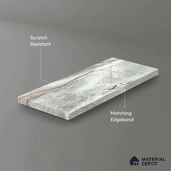 Ferrero 1B 0726 Copper Veil 8 ft x 4 ft Lazer Marble Series High Gloss Finish Acrylic Laminate - 1.5 mm (LM 01116) | Matching Edgeband Code - 726 |  Suitable for TV Unit, Wardrobe, Kitchen Cabinets