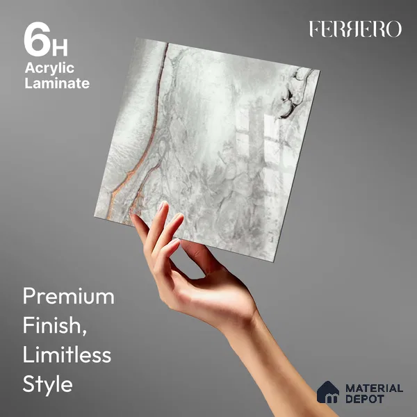 Ferrero 1B 0726 Copper Veil 8 ft x 4 ft Lazer Marble Series High Gloss Finish Acrylic Laminate - 1.5 mm (LM 01116) | Matching Edgeband Code - 726 |  Suitable for TV Unit, Wardrobe, Kitchen Cabinets