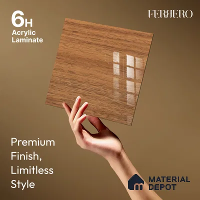 Wooden Look 714 8 ft x 4 ft Wooden Series High Gloss Finish Acrylic Laminate - 1.5 mm | Suitable for TV Unit, Wardrobe, Kitchen Cabinets