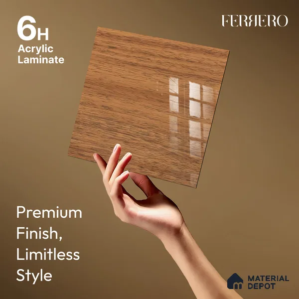 Wooden Look 714 8 ft x 4 ft Wooden Series High Gloss Finish Acrylic Laminate - 1.5 mm | Suitable for TV Unit, Wardrobe, Kitchen Cabinets
