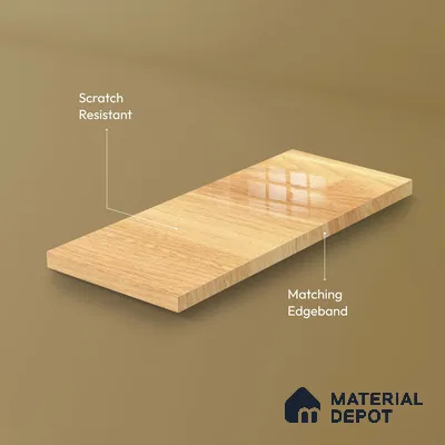 Wooden Look Ferrero 1B 0702 Blonde Oak 8 ft x 4 ft Wooden Series High Gloss Finish Acrylic Laminate - 1.5 mm (LM 01121) | Matching Edgeband Code - 702 | Suitable for TV Unit, Wardrobe, Kitchen Cabinets