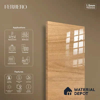 Wooden Look 703 8 ft x 4 ft Wooden Series High Gloss Finish Acrylic Laminate - 1.5 mm | Suitable for TV Unit, Wardrobe, Kitchen Cabinets