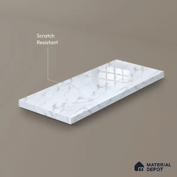 Ferrero 2A 01901 Snow Cascade 8 ft x 4 ft High Gloss Finish 6H Anti Scratch Acrylic Laminate - 1.5 mm | Suitable for Bedroom, TV Unit, Wardrobe, Kitchen Cabinet