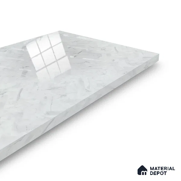 Ferrero 2A 01902 Stone Frost 8 ft x 4 ft High Gloss Finish 6H Anti Scratch Acrylic Laminate - 1.5 mm | Suitable for Bedroom, TV Unit, Wardrobe, Kitchen Cabinet