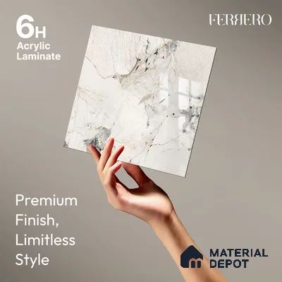 Ferrero 2A 01904 Mystic Slate 8 ft x 4 ft High Gloss Finish 6H Anti Scratch Acrylic Laminate - 1.5 mm | Suitable for Bedroom, TV Unit, Wardrobe, Kitchen Cabinet