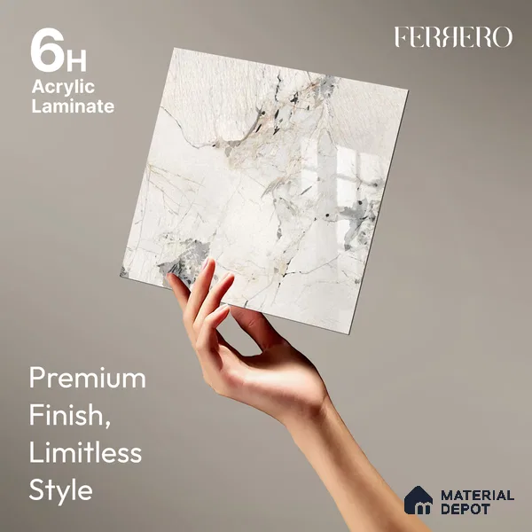 Ferrero 2A 01904 Mystic Slate 8 ft x 4 ft High Gloss Finish 6H Anti Scratch Acrylic Laminate - 1.5 mm | Suitable for Bedroom, TV Unit, Wardrobe, Kitchen Cabinet