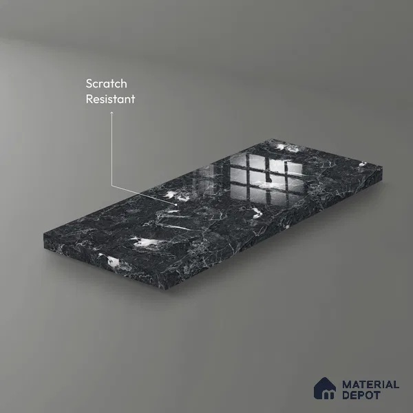 Ferrero 2A 01908 Black Frost 8 ft x 4 ft High Gloss Finish 6H Anti Scratch Acrylic Laminate - 1.5 mm | Suitable for Bedroom, TV Unit, Wardrobe, Kitchen Cabinet