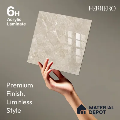 Ferrero 2A 01910 Golden Sands 8 ft x 4 ft High Gloss Finish 6H Anti Scratch Acrylic Laminate - 1.5 mm | Suitable for Bedroom, TV Unit, Wardrobe, Kitchen Cabinet