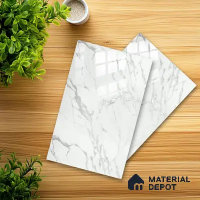 Ferrero 2A 01921 Silver Whisper 8 ft x 4 ft High Gloss Finish 6H Anti Scratch Acrylic Laminate - 1.5 mm | Suitable for Bedroom, TV Unit, Wardrobe, Kitchen Cabinet