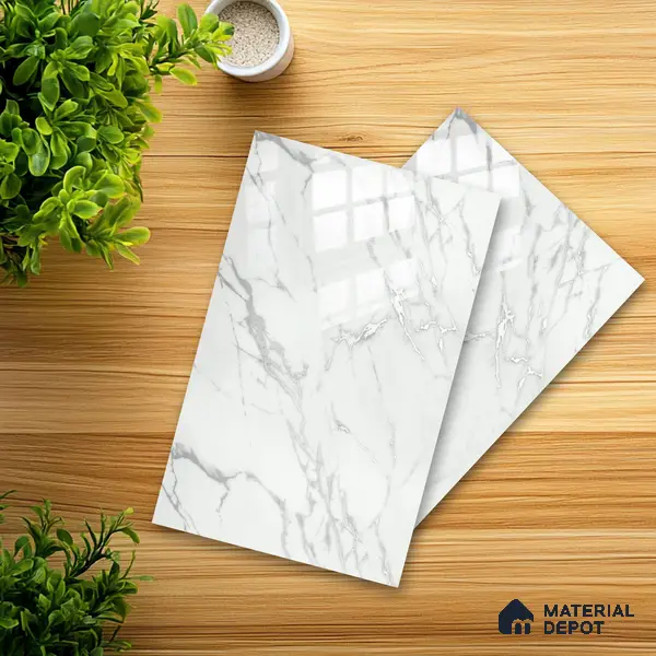 Ferrero 2A 01921 Silver Whisper 8 ft x 4 ft High Gloss Finish 6H Anti Scratch Acrylic Laminate - 1.5 mm | Suitable for Bedroom, TV Unit, Wardrobe, Kitchen Cabinet