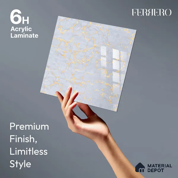 Ferrero 2A 01924 Radiant Lace 8 ft x 4 ft High Gloss Finish 6H Anti Scratch Acrylic Laminate - 1.5 mm | Suitable for Bedroom, TV Unit, Wardrobe, Kitchen Cabinet