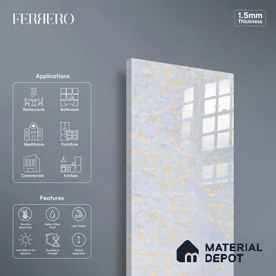 Ferrero 2A 01924 Radiant Lace 8 ft x 4 ft High Gloss Finish 6H Anti Scratch Acrylic Laminate - 1.5 mm | Suitable for Bedroom, TV Unit, Wardrobe, Kitchen Cabinet
