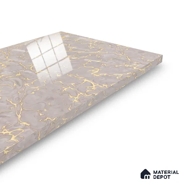 Ferrero 2A 01925 Silken Veins 8 ft x 4 ft High Gloss Finish 6H Anti Scratch Acrylic Laminate - 1.5 mm | Suitable for Bedroom, TV Unit, Wardrobe, Kitchen Cabinet