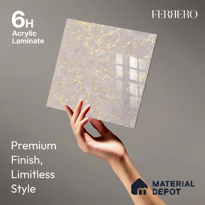 Ferrero 2A 01925 Silken Veins 8 ft x 4 ft High Gloss Finish 6H Anti Scratch Acrylic Laminate - 1.5 mm | Suitable for Bedroom, TV Unit, Wardrobe, Kitchen Cabinet