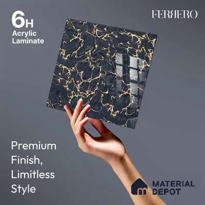 Ferrero 2A 01926 Midnight Blaze 8 ft x 4 ft High Gloss Finish 6H Anti Scratch Acrylic Laminate - 1.5 mm | Suitable for Bedroom, TV Unit, Wardrobe, Kitchen Cabinet