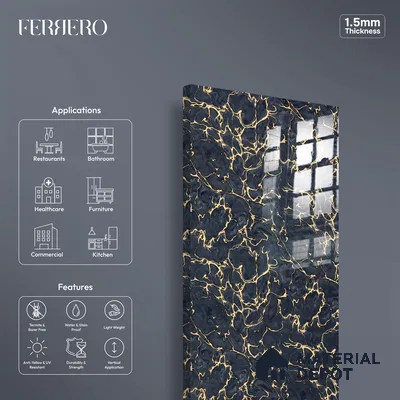 Ferrero 2A 01926 Midnight Blaze 8 ft x 4 ft High Gloss Finish 6H Anti Scratch Acrylic Laminate - 1.5 mm | Suitable for Bedroom, TV Unit, Wardrobe, Kitchen Cabinet