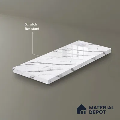 Ferrero 2A 01912 Stone Frost 8 ft x 4 ft High Gloss Finish 6H Anti Scratch Acrylic Laminate - 1.5 mm | Suitable for Bedroom, TV Unit, Wardrobe, Kitchen Cabinet
