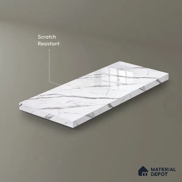 Ferrero 2A 01912 Stone Frost 8 ft x 4 ft High Gloss Finish 6H Anti Scratch Acrylic Laminate - 1.5 mm | Suitable for Bedroom, TV Unit, Wardrobe, Kitchen Cabinet