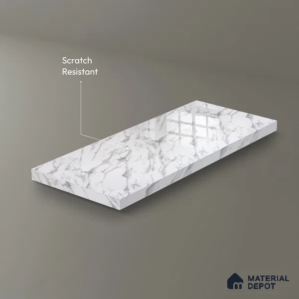Ferrero 2A 01927 Silver Drift 8 ft x 4 ft High Gloss Finish 6H Anti Scratch Acrylic Laminate - 1.5 mm | Suitable for Bedroom, TV Unit, Wardrobe, Kitchen Cabinet