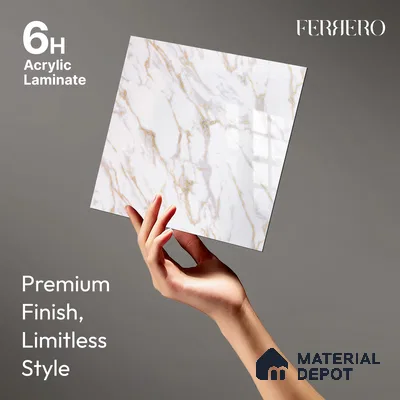 Ferrero 2A 01928 Golden Flow 8 ft x 4 ft High Gloss Finish 6H Anti Scratch Acrylic Laminate - 1.5 mm | Suitable for Bedroom, TV Unit, Wardrobe, Kitchen Cabinet