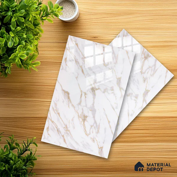 Ferrero 2A 01928 Golden Flow 8 ft x 4 ft High Gloss Finish 6H Anti Scratch Acrylic Laminate - 1.5 mm | Suitable for Bedroom, TV Unit, Wardrobe, Kitchen Cabinet
