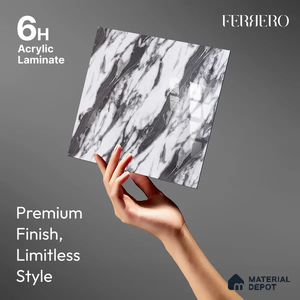 Ferrero 2A 01929 Night Drift 8 ft x 4 ft High Gloss Finish 6H Anti Scratch Acrylic Laminate - 1.5 mm | Suitable for Bedroom, TV Unit, Wardrobe, Kitchen Cabinet