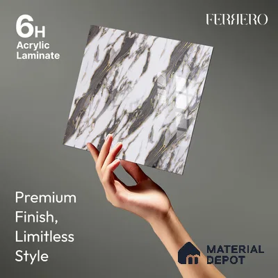 Ferrero 2A 01930 Gilded Ebony 8 ft x 4 ft High Gloss Finish 6H Anti Scratch Acrylic Laminate - 1.5 mm | Suitable for Bedroom, TV Unit, Wardrobe, Kitchen Cabinet