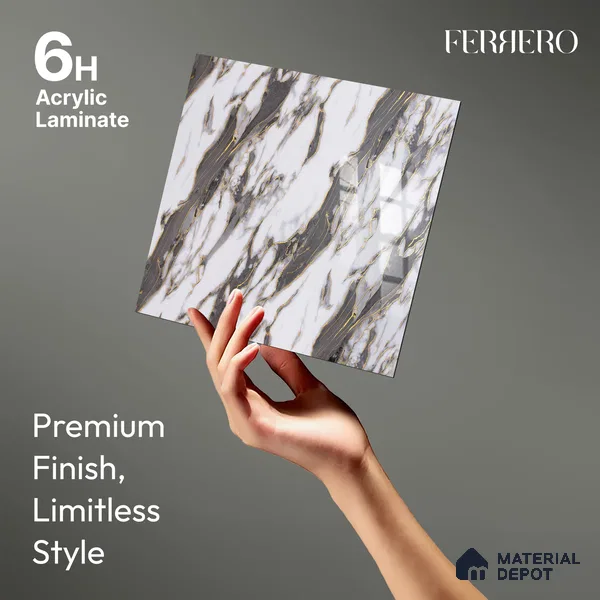 Ferrero 2A 01930 Gilded Ebony 8 ft x 4 ft High Gloss Finish 6H Anti Scratch Acrylic Laminate - 1.5 mm | Suitable for Bedroom, TV Unit, Wardrobe, Kitchen Cabinet