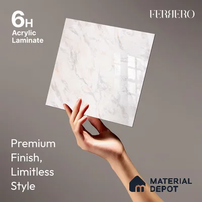 Ferrero 2A 01931 Cream Mist 8 ft x 4 ft High Gloss Finish 6H Anti Scratch Acrylic Laminate - 1.5 mm | Suitable for Bedroom, TV Unit, Wardrobe, Kitchen Cabinet