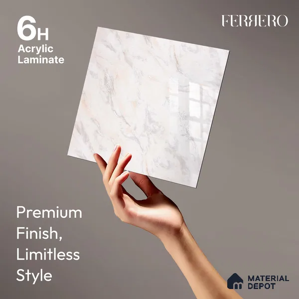 Ferrero 2A 01931 Cream Mist 8 ft x 4 ft High Gloss Finish 6H Anti Scratch Acrylic Laminate - 1.5 mm | Suitable for Bedroom, TV Unit, Wardrobe, Kitchen Cabinet