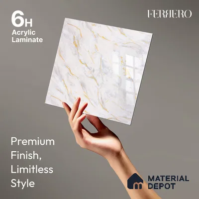 Ferrero 2A 01932 Amber Vein 8 ft x 4 ft High Gloss Finish 6H Anti Scratch Acrylic Laminate - 1.5 mm | Suitable for Bedroom, TV Unit, Wardrobe, Kitchen Cabinet