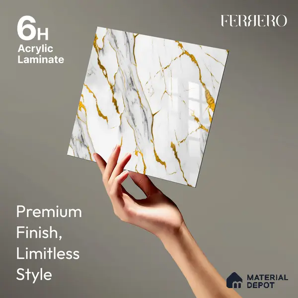 Ferrero 2A 01935 Auric Strands 8 ft x 4 ft High Gloss Finish 6H Anti Scratch Acrylic Laminate - 1.5 mm | Suitable for Bedroom, TV Unit, Wardrobe, Kitchen Cabinet