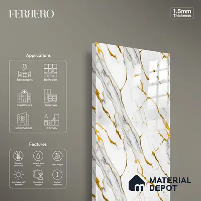 Ferrero 2A 01935 Auric Strands 8 ft x 4 ft High Gloss Finish 6H Anti Scratch Acrylic Laminate - 1.5 mm | Suitable for Bedroom, TV Unit, Wardrobe, Kitchen Cabinet