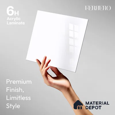 Ferrero 1C 01501 Cloudy Pearl 8 ft x 4 ft High Gloss Finish 6H Anti Scratch Acrylic Laminate - 1.5 mm | Suitable for Living Room, Kitchen, Office